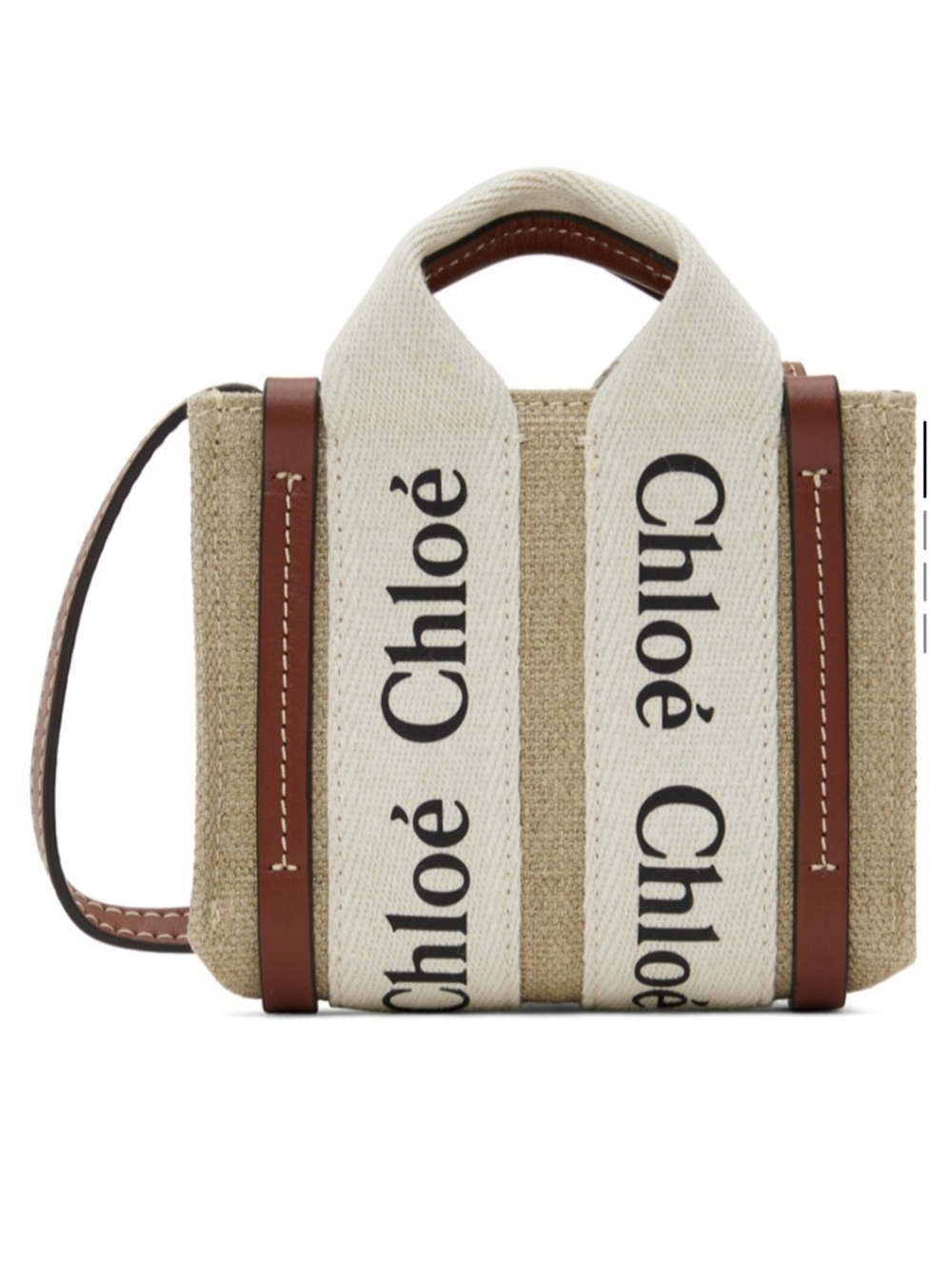 Beige Canvas and Leather Mini Tote - Logo Like New Only Worn Once